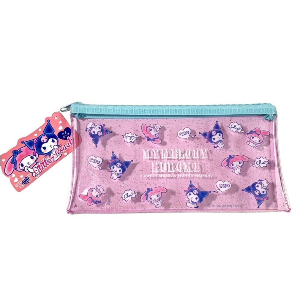 Sanrio My Melody And Kuromi Japan Pink Pencil Pen Case Pouch, Cute Kawaii Bag